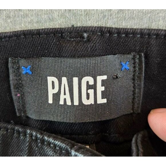 PAIGE Women's Mayslie Slim Jean Black Fog Luxe Coating Ankle High Rise Sz 28 - Picture 7 of 11